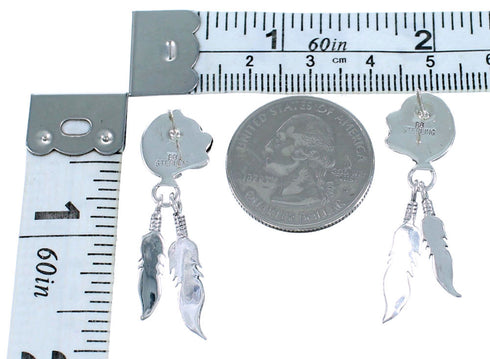 Navajo Sterling Silver Lapis Feather Post Dangle Earrings RX111701